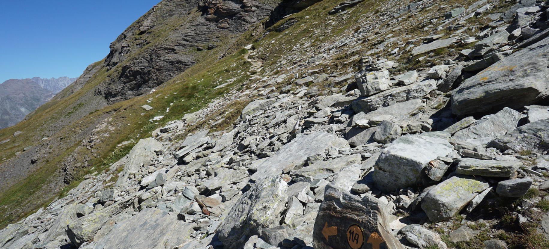 Inizio del sentiero al Colle Pinter